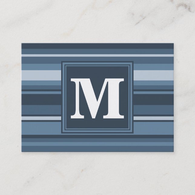 Carte De Visite Bandes gris monogramme (Devant)