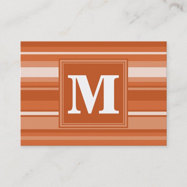 Carte De Visite Bandes orange monogrammes (Devant)