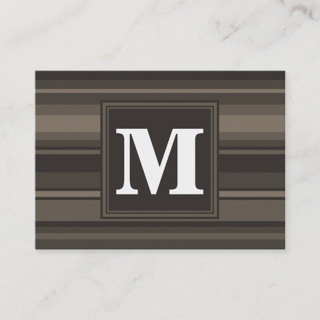 Carte De Visite Bandes taupe monogramme (Devant)