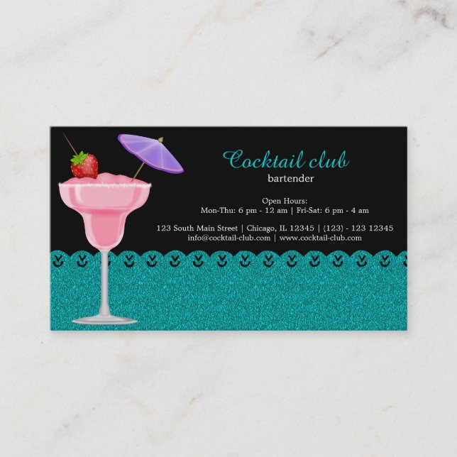 Carte De Visite Bar à cocktails (Devant)