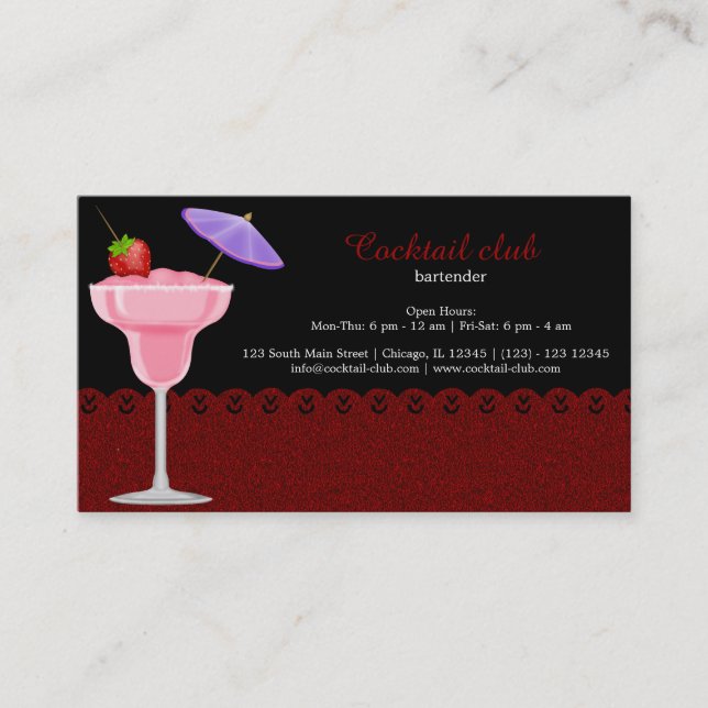Carte De Visite Bar à cocktails (Devant)