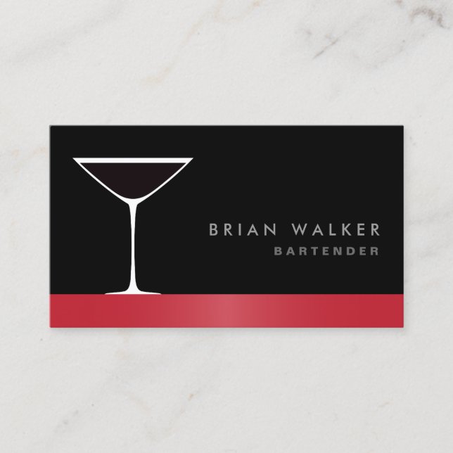 Carte De Visite Bar à cocktails moderne et élégant à la martini (Devant)