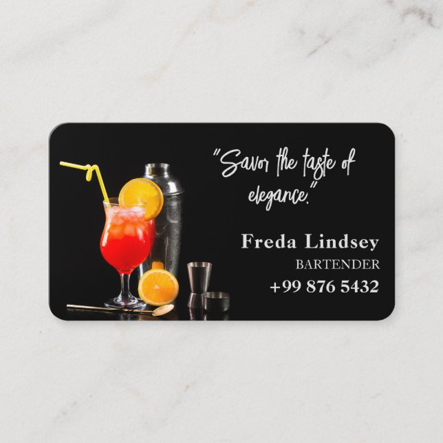 Carte De Visite Bar à cocktails Professional | Bus noir moderne (Devant)