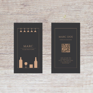 Carte De Visite Bar à vin moderne et pub local Barman Sommelier 