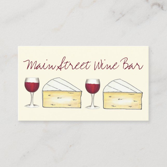 Carte De Visite Bar à vin Restaurant Vaisseau Rouge Verre Brie Fro (Devant)