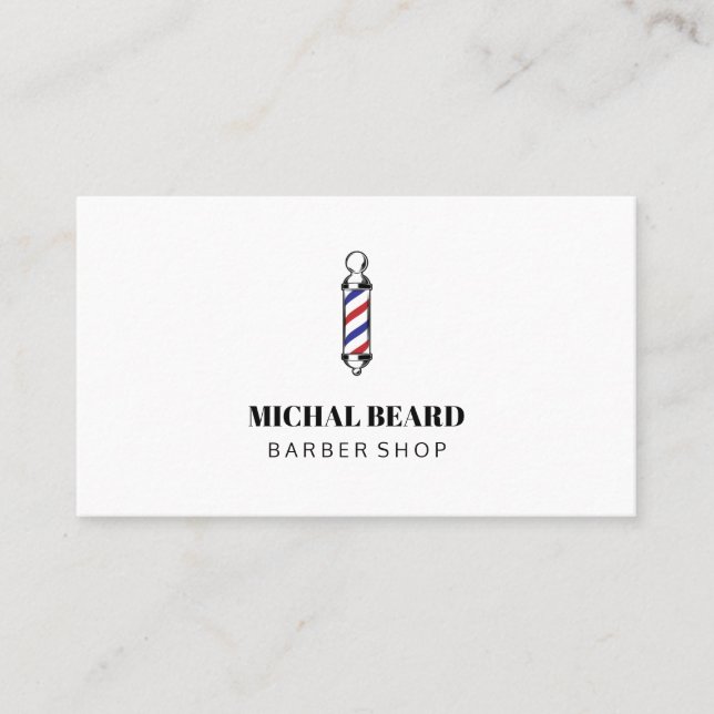 Carte De Visite Barbe à cheveux bleu minimal (Devant)