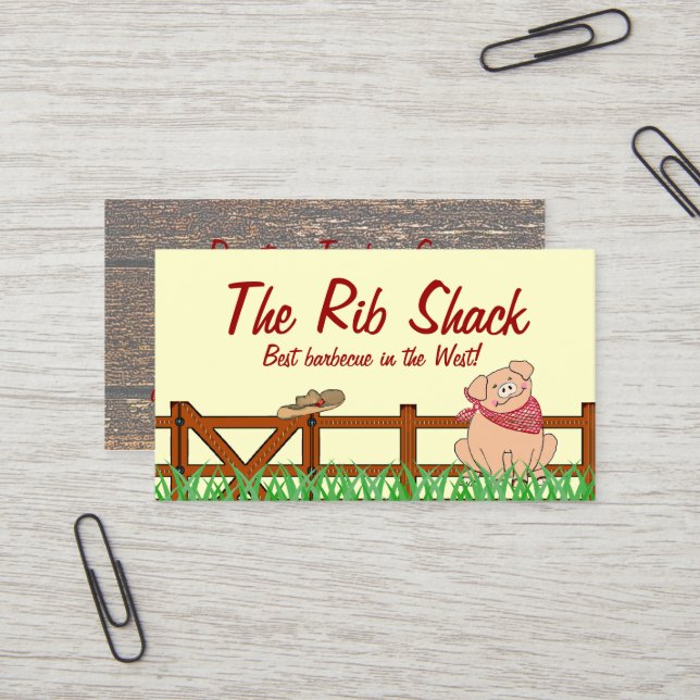 Carte De Visite Barbecue de porc de ferme de pays (Devant/Arrière en situation)