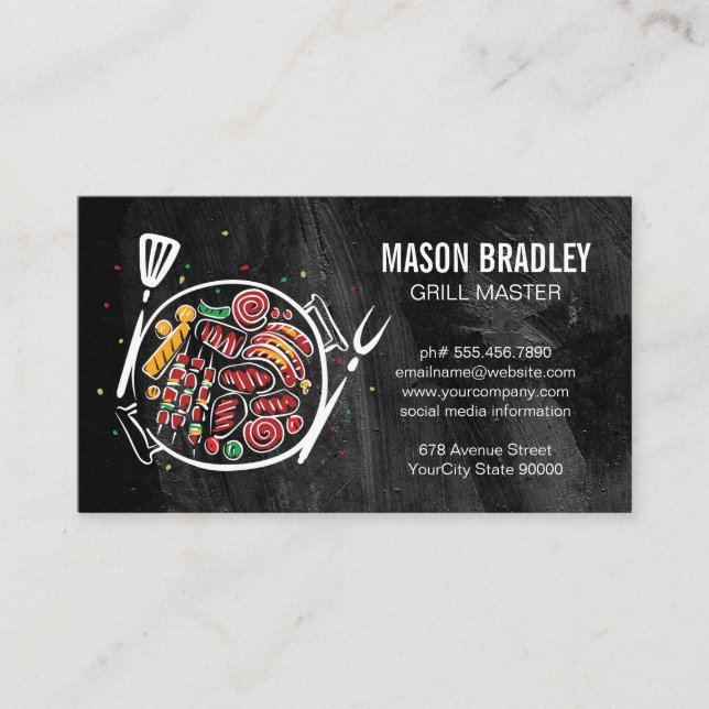 Carte De Visite Barbecue Foods | Culinary Drawing | Cooking (Devant)
