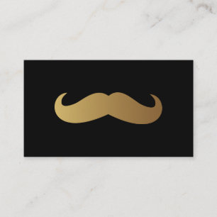Carte De Visite Barber Golden Mustache Professional QR Code unique