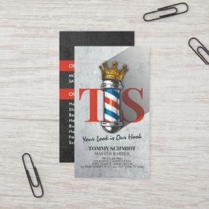 Carte De Visite Barber Hair Shop King Crown Barber Pole Hair Salon