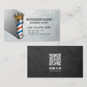 Carte De Visite Barber Hair Shop Royal Crown Barber Pole Code QR