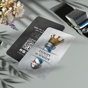 Carte De Visite Barber Hair Shop Royal Crown Barber Pole Code QR