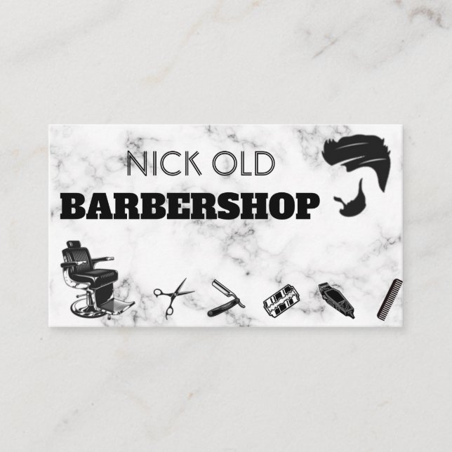 Carte De Visite Barber Hair Stlist luxe moderne en marbre (Devant)