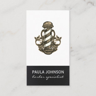 Carte De Visite Barber Pole Rendez-vous en cuir Styliste Barber