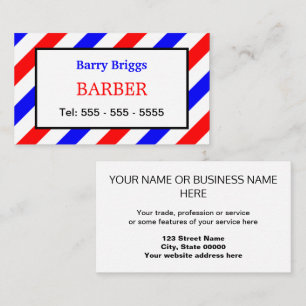 Carte de visite Barber rouge blanc et bleu