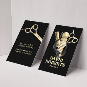 Carte De Visite Barber Shop Hair Stylist Black & Gold Barbershop