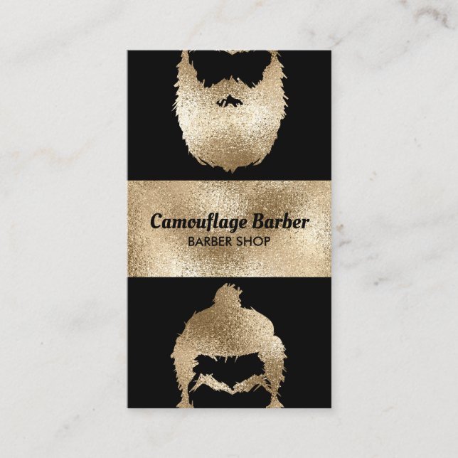 Carte De Visite Barber Shop hipster or pétillant (Devant)