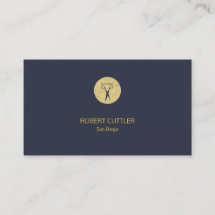 Carte De Visite Barber shop luxe or simple taupe et marine