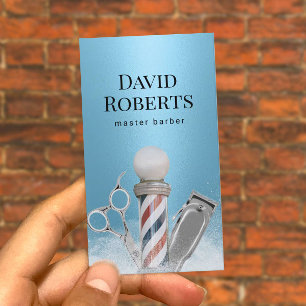 Carte De Visite Barber Shop Master Barber Modern Blue Barbershop