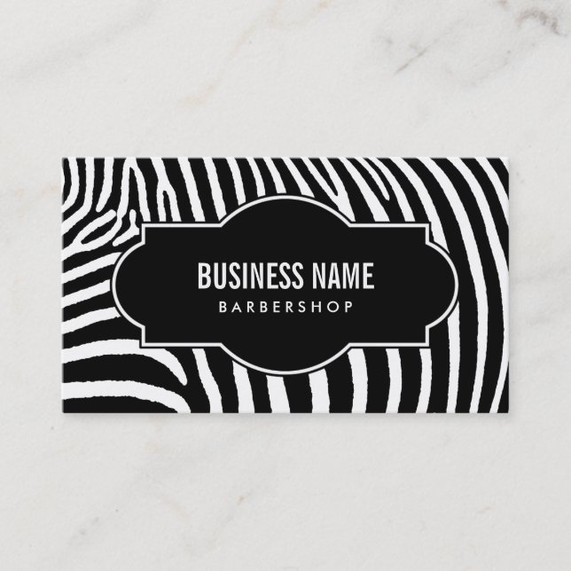 Carte De Visite Barber Shop moderne noir & blanc Zebra Stripes (Devant)
