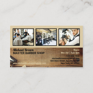 Carte De Visite Barber shop photo coiffeur rustique pour hommes