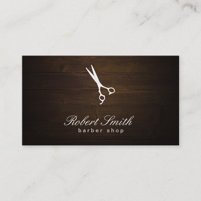Carte De Visite Barber Shop Wood Arrière - plan Vignette (Devant)