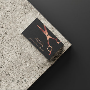 Carte De Visite Barber Shopping Coiffeur Ciseaux en cuivre noir