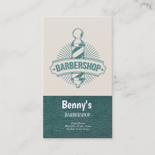 Carte De Visite Barbershop blue jeans texture (Devant)