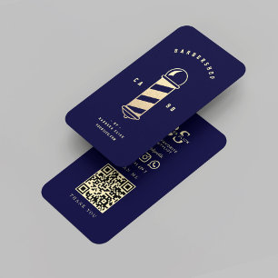 Carte De Visite Barbershop Gold Barber's Pole Barber Midnight Blue