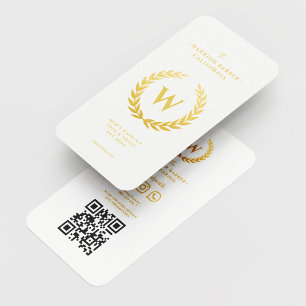 Carte De Visite Barbershop Gold Wreath Initial Barber