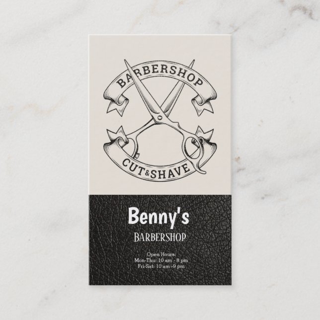 Carte De Visite Barbershop look cuir (Devant)