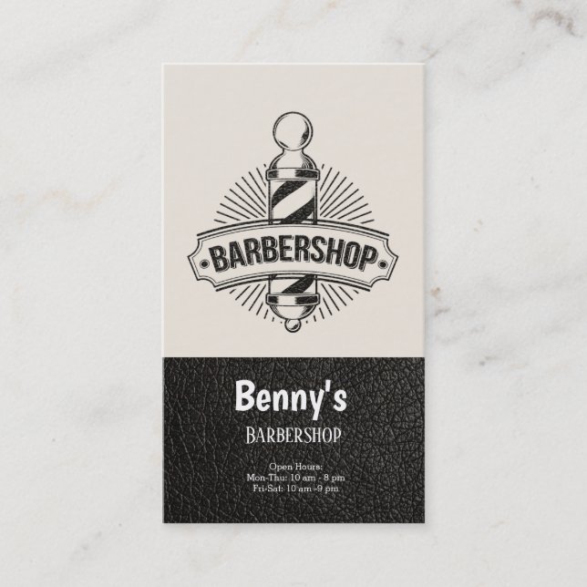 Carte De Visite Barbershop look cuir (Devant)