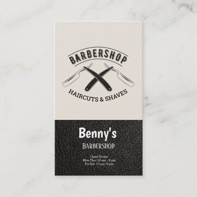 Carte De Visite Barbershop look cuir (Devant)
