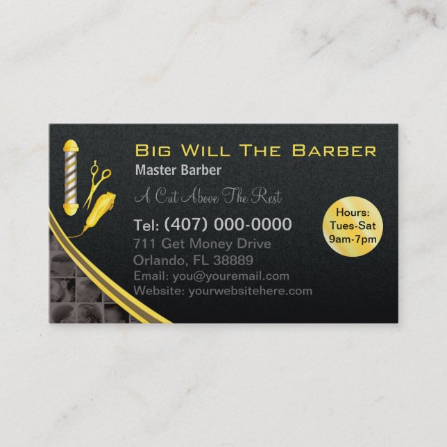 Carte De Visite Barbershop (poteau de barbier personnalisable, pin (Devant)