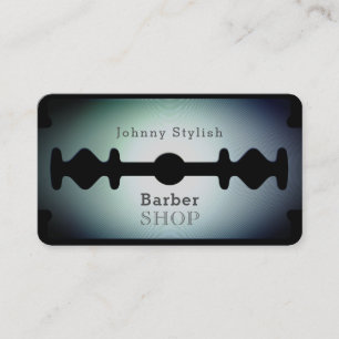 Carte De Visite Barbier à lames de Razor bleu