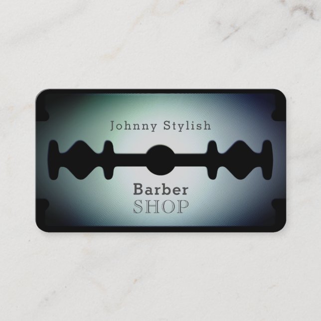 Carte De Visite Barbier à lames de Razor bleu (Devant)
