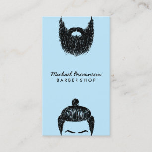 Carte De Visite Barbier bleu épilation moustache barbe tringle
