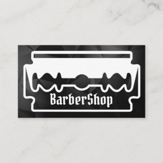 Carte De Visite Barbier créatif minimaliste noir et blanc Razor