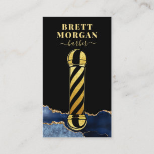 Carte De Visite Barbier de Parties scintillant en or noir