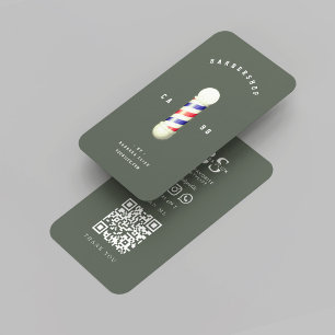 Carte De Visite Barbier moderne Barber's Pole Barber Vert foncé