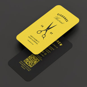 Carte De Visite Barbier noir Jaune moderne