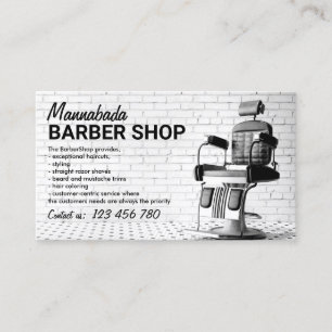 Carte De Visite Barbier personnalisé noir blanc et photo