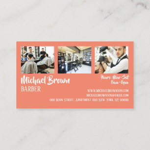 Carte De Visite barbier photo encadré orange