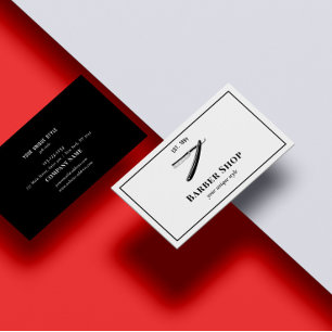 Carte De Visite Barbier Vintage noir classique Outils Barbier