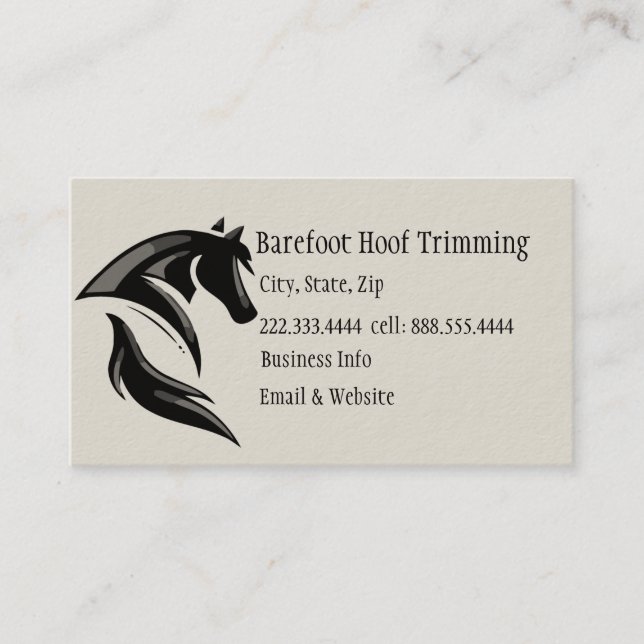 Carte De Visite Barefoot Hoof Trimming Black White Art (Devant)