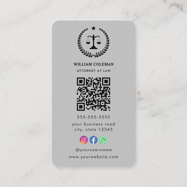 Carte De Visite Barème de justice des avocats professionnels Code  (Dos)