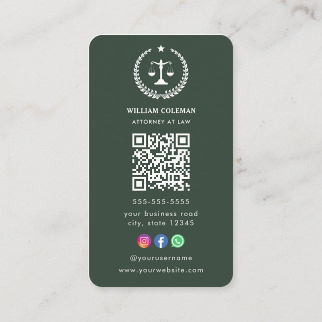Carte De Visite Barème de justice des avocats professionnels Code  (Dos)