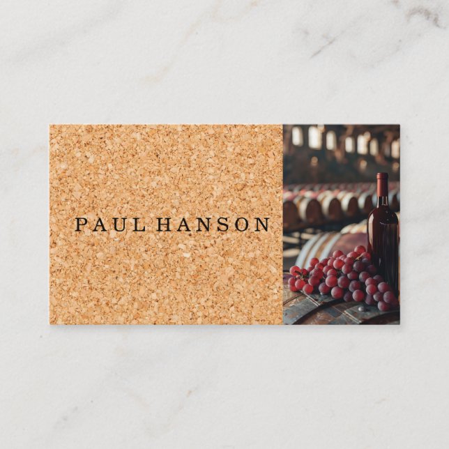 Carte De Visite Barils à vin | Raisins | Bouteille | Cork (Devant)
