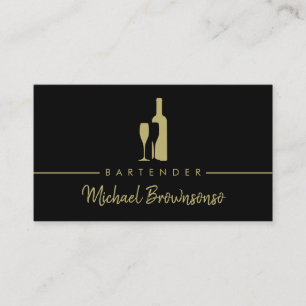 Carte De Visite Barman Bar Club Luxe Noir