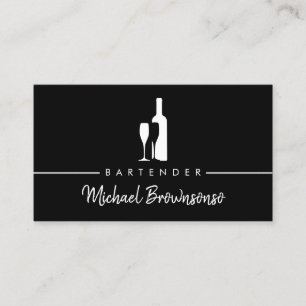 Carte De Visite Barman Bar Club Moderne Noir
